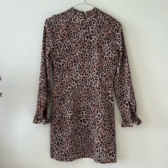 Topshop Petite Animal Print Ruffle Mini Dress - Picture 2 of 8